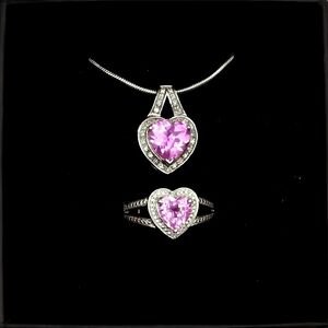 Kay Jewelers Necklace and Ring Set Sapphire pink Natural Diamonds